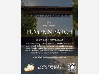 Temecula Pumpkin Patch Event with $500 Costume Contest